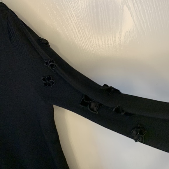 M. Nicole  black long sleeve evening sweater velvet edging with velvet f… - Picture 11 of 15